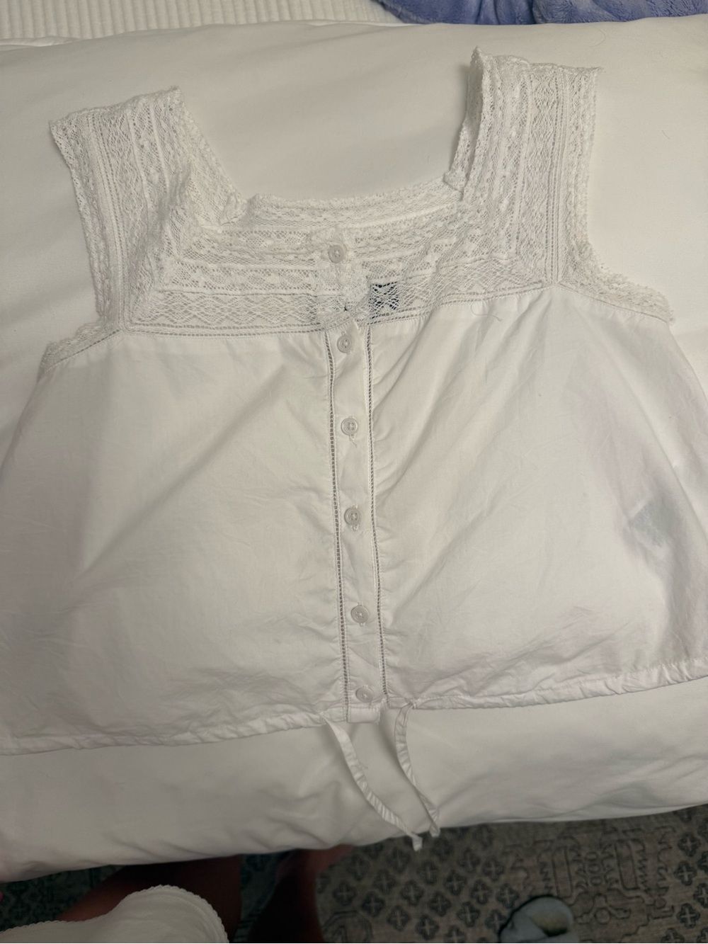 J. Crew Lace-Trim Button Front Women's Top